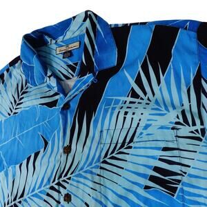 Tommy Bahama Silk Floral Leaf Hawaiian Button Up Camp Shirt Mens Large